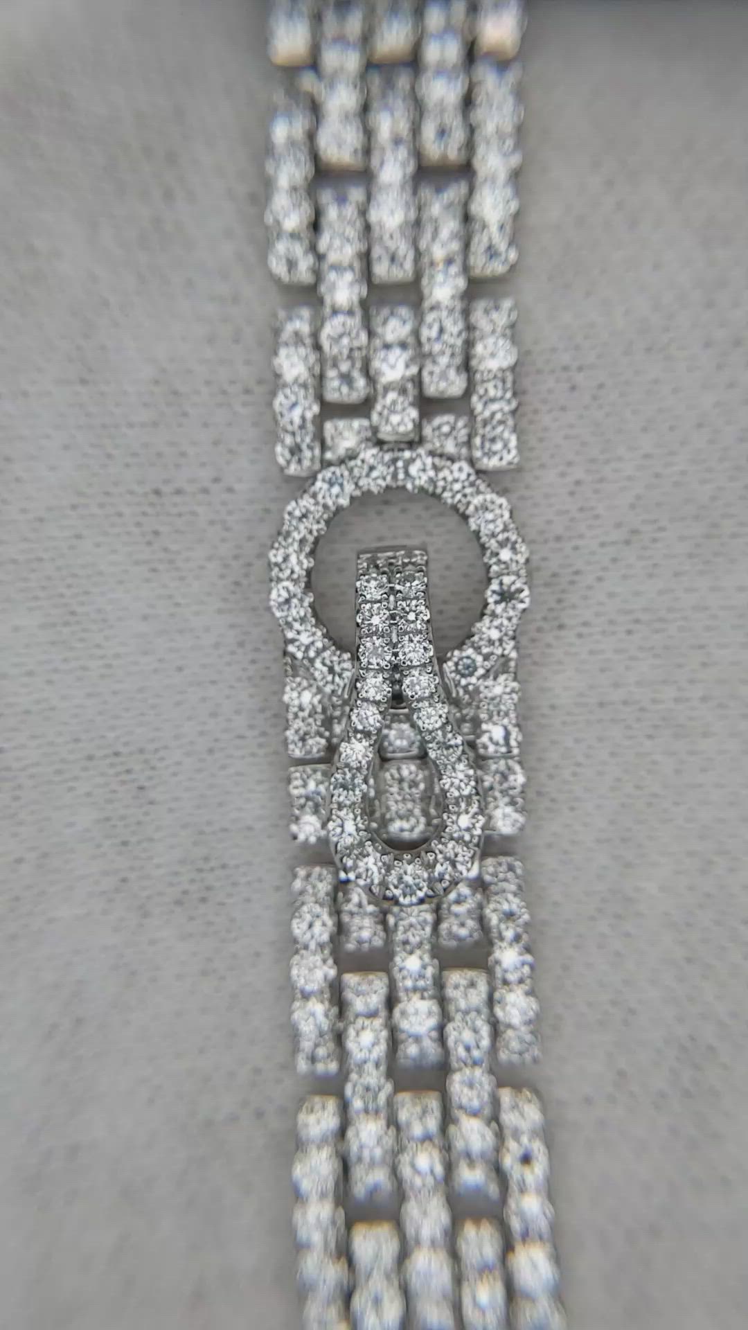 8.78 Ct.Tw. Natural Diamond Pave Bracelet, 18K White Gold Size Video