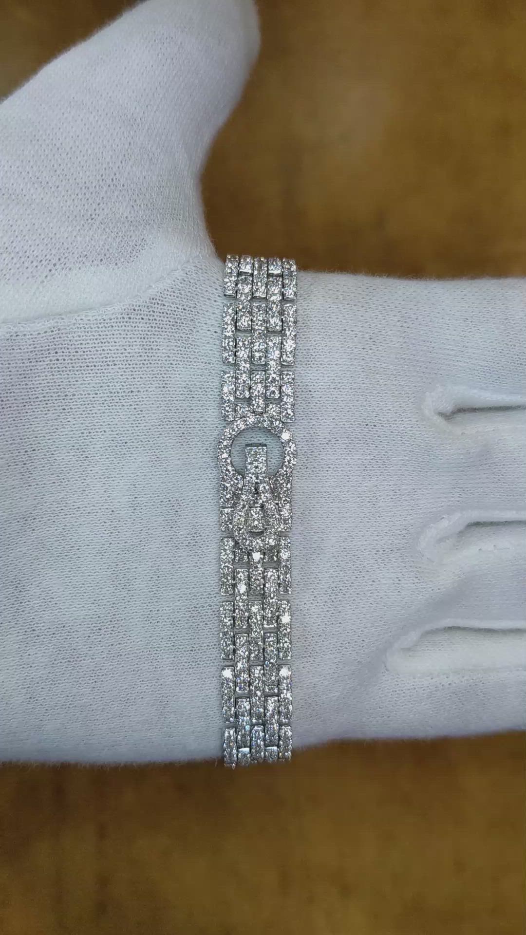 8.78 Ct.Tw. Natural Diamond Pave Bracelet, 18K White Gold Size Video