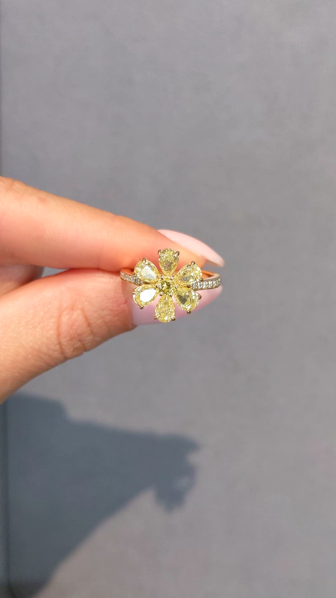 2.10 Ct. Yellow Natural Diamond and Natural Diamond Pave Ring, 18K Yellow Gold Size Video