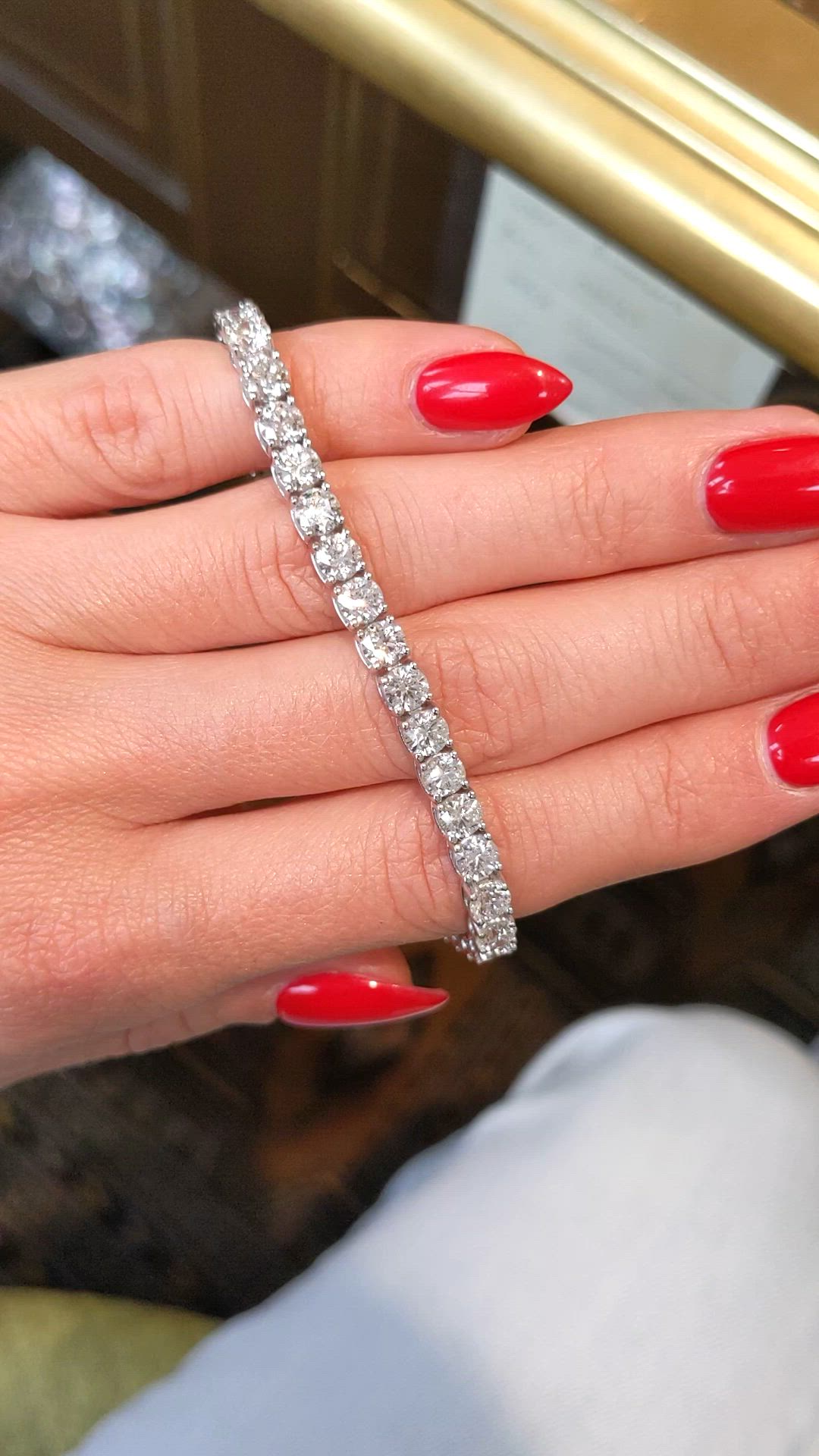 10.52 Ct.Tw. Natural Diamond Pave Bracelet, 14K White Gold Size Video