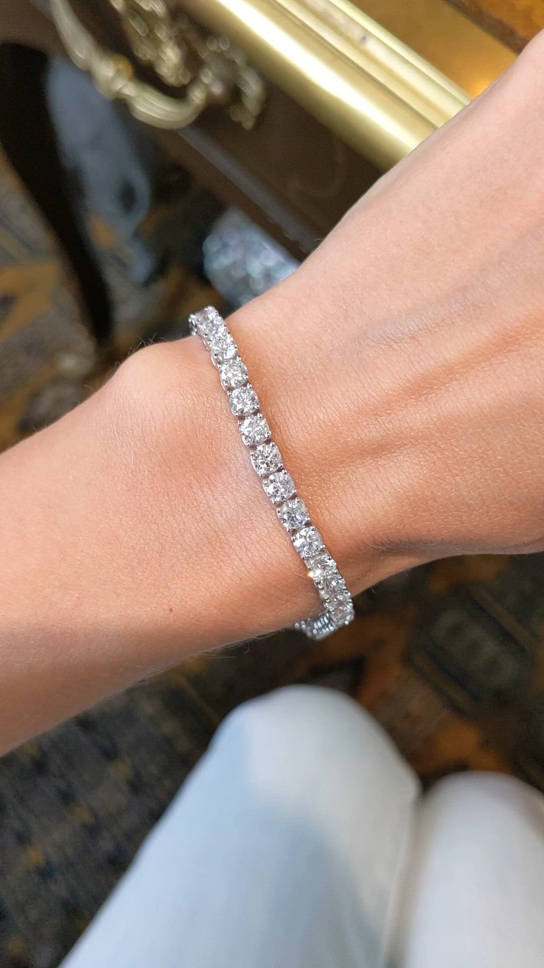 10.52 Ct.Tw. Natural Diamond Pave Bracelet, 14K White Gold Size Video
