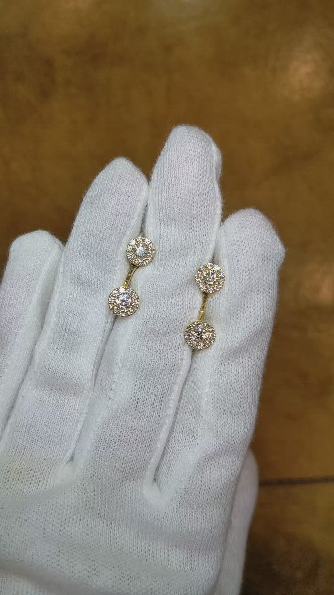1.24 Ct.Tw. Natural Diamond Pave Earrings, 18K Yellow Gold Size Video