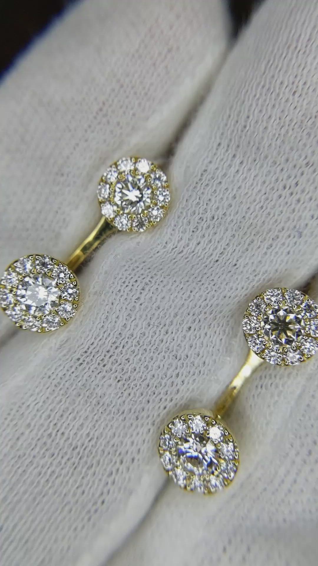 1.24 Ct.Tw. Natural Diamond Pave Earrings, 18K Yellow Gold Size Video