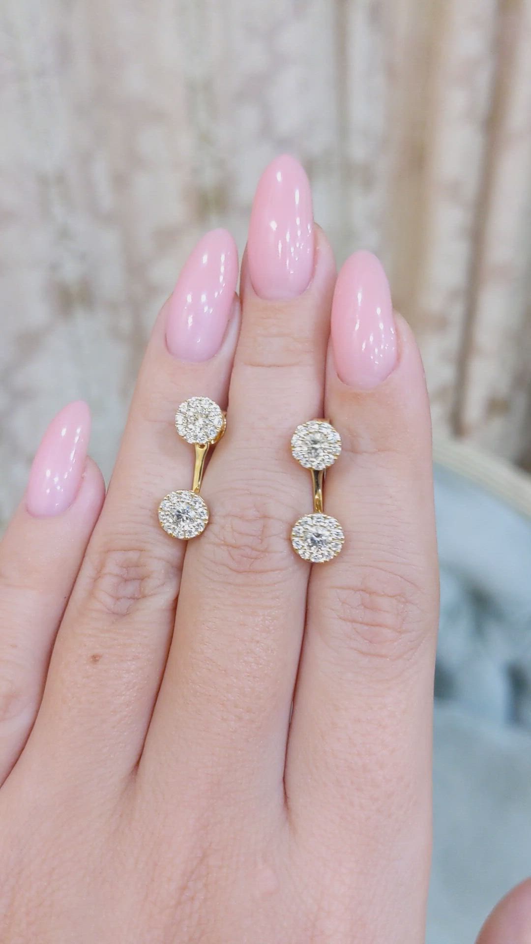 1.24 Ct.Tw. Natural Diamond Pave Earrings, 18K Yellow Gold Size Video