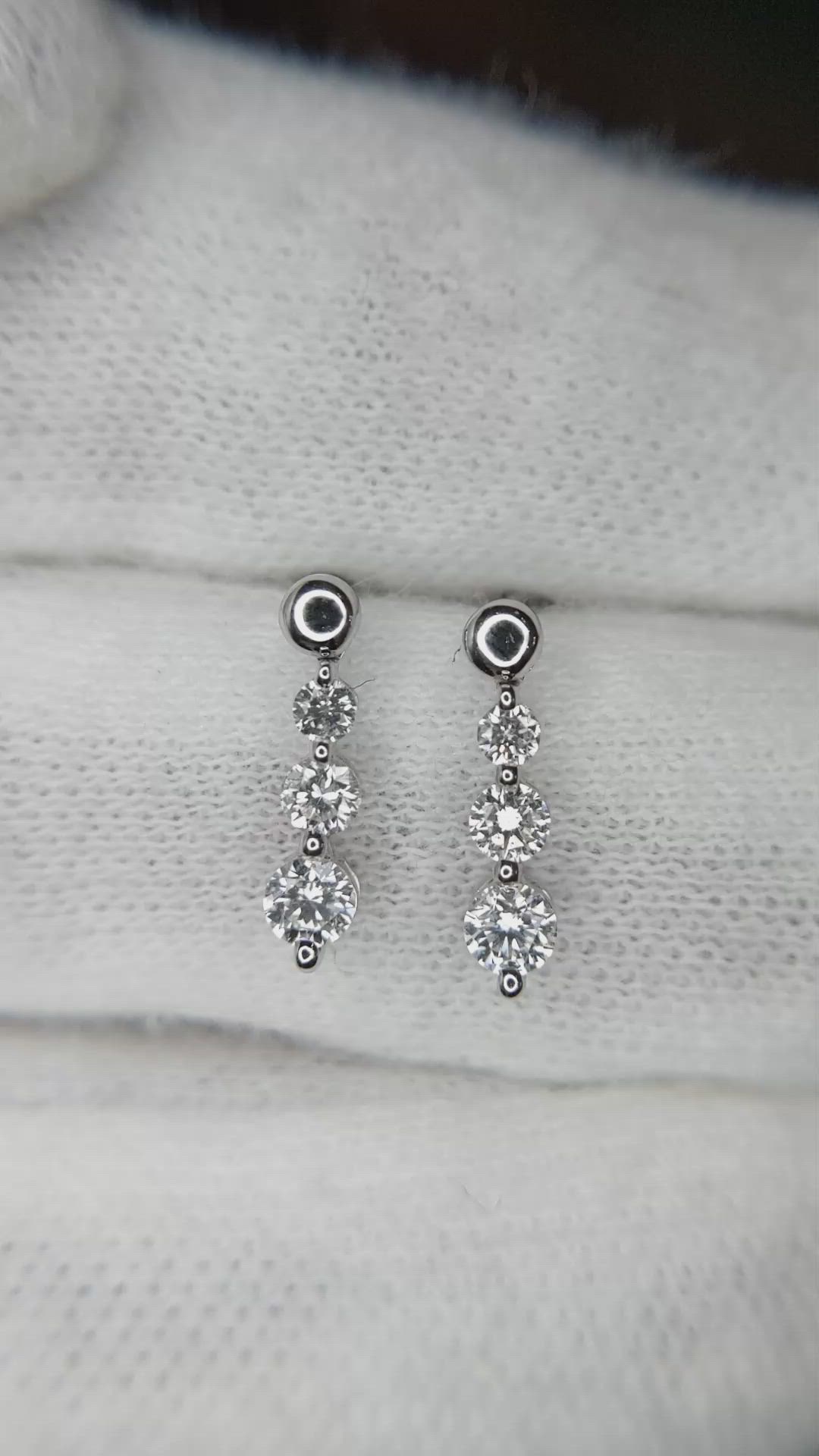 0.41 Ct.Tw. Natural Diamond Accent Stones Earrings, 18K White Gold Size Video