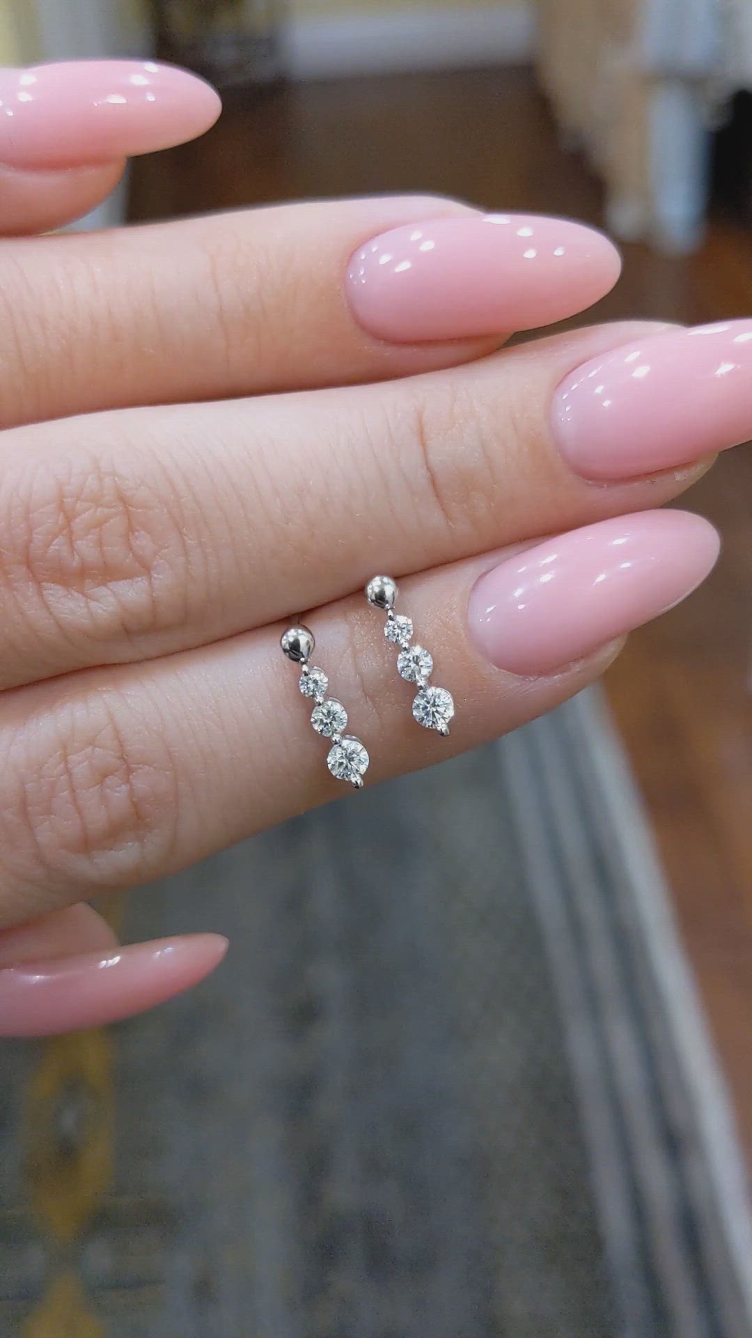 0.41 Ct.Tw. Natural Diamond Accent Stones Earrings, 18K White Gold Size Video