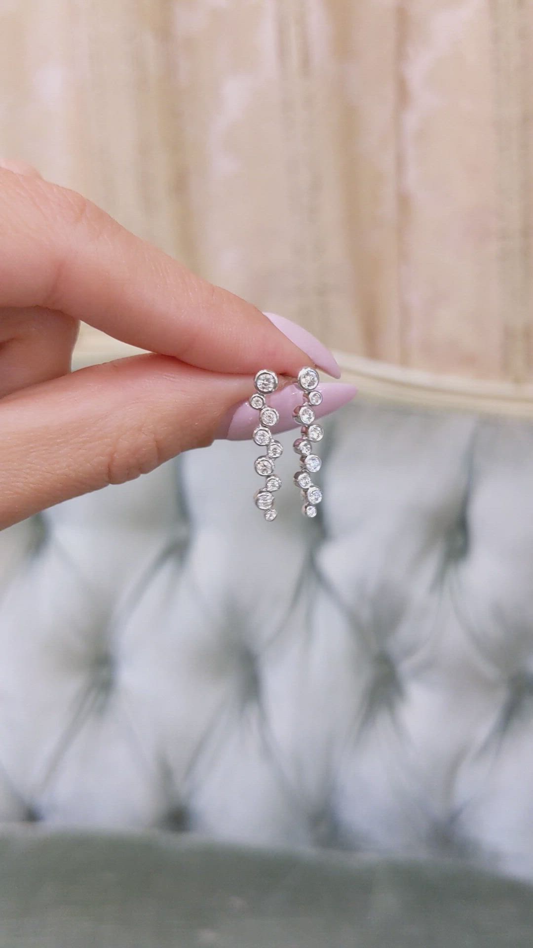0.36 Ct.Tw. Natural Diamond Accent Stones Earrings, 18K White Gold Size Video