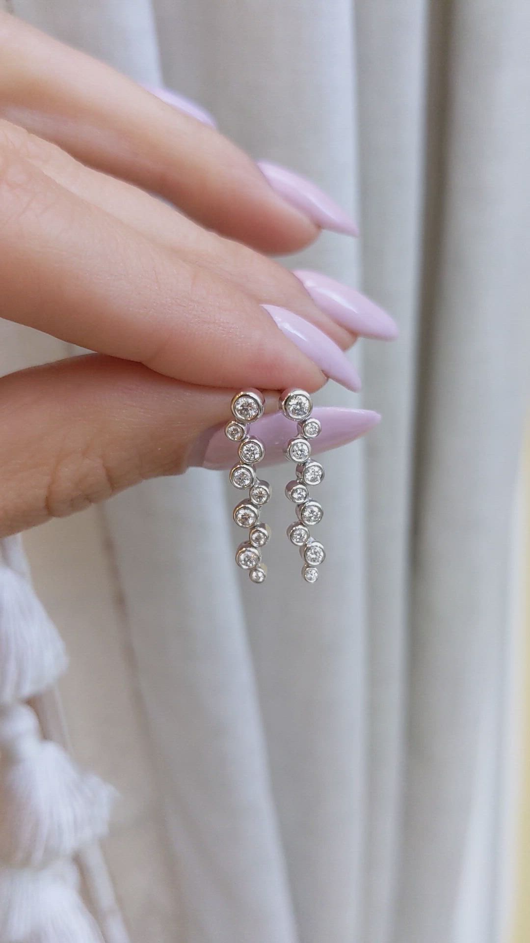 0.36 Ct.Tw. Natural Diamond Accent Stones Earrings, 18K White Gold Size Video