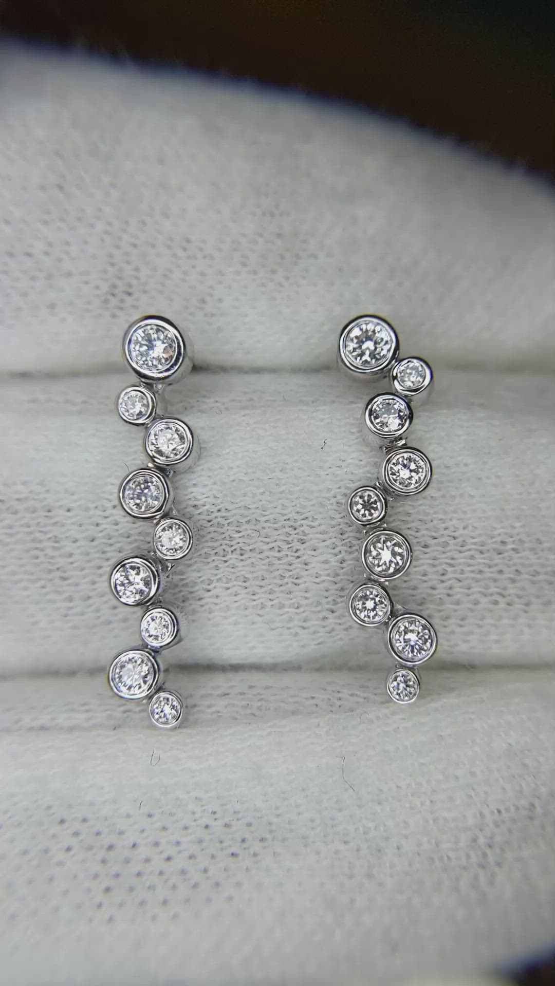 0.36 Ct.Tw. Natural Diamond Accent Stones Earrings, 18K White Gold Size Video