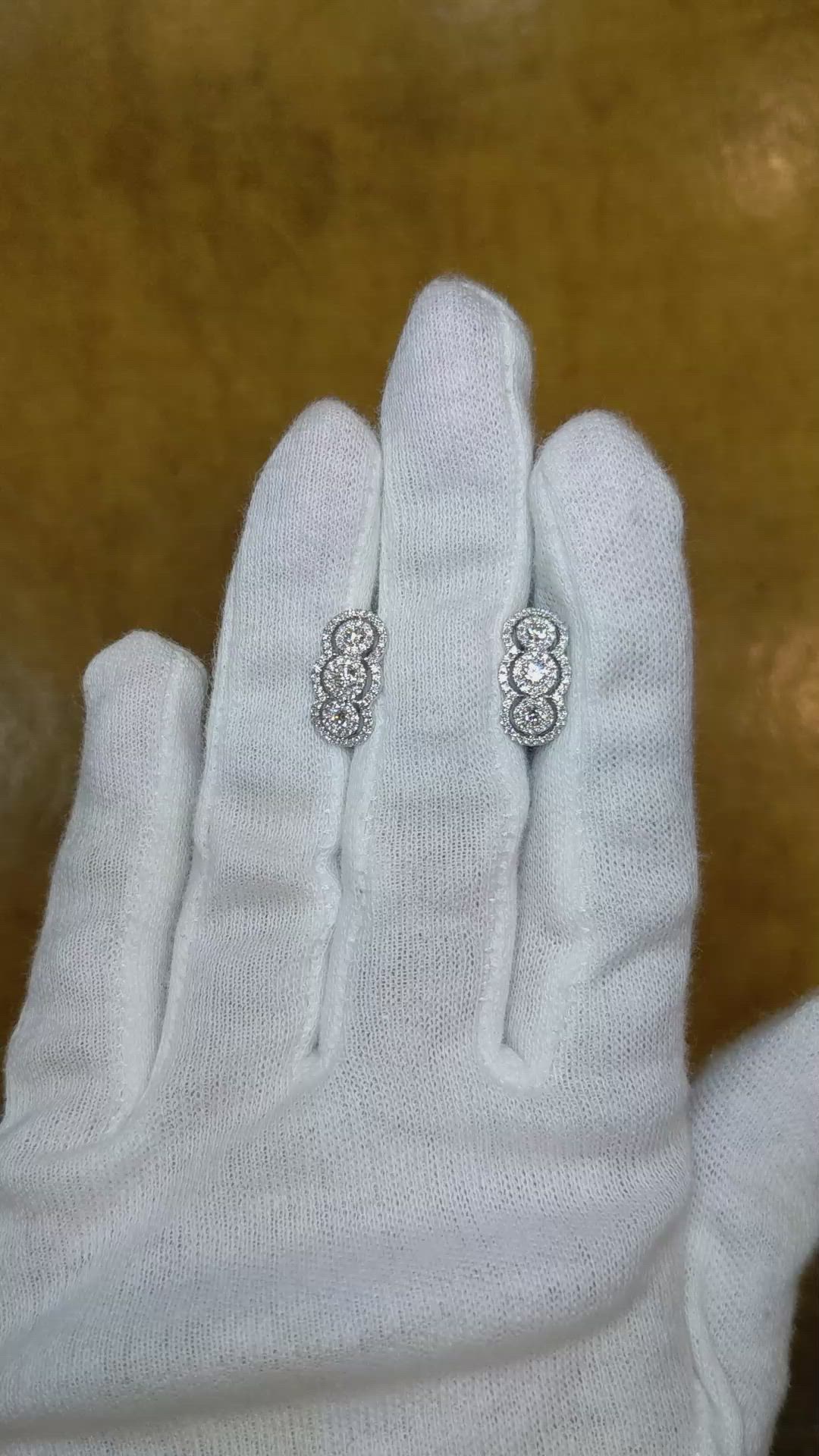 0.76 Ct.Tw. Natural Diamond Antique Style Earrings, 18K White Gold Size Video
