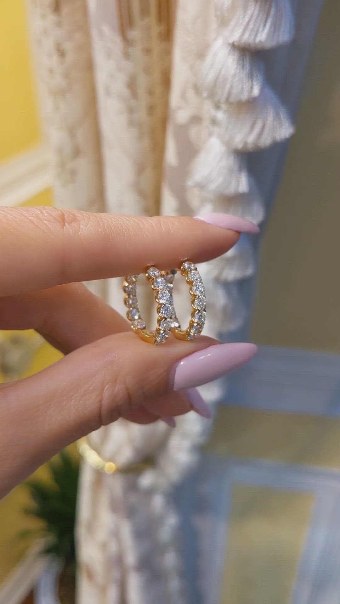 2.20 Ct.Tw. Natural Diamond Accent Stones Earrings, 18K Yellow Gold Size Video