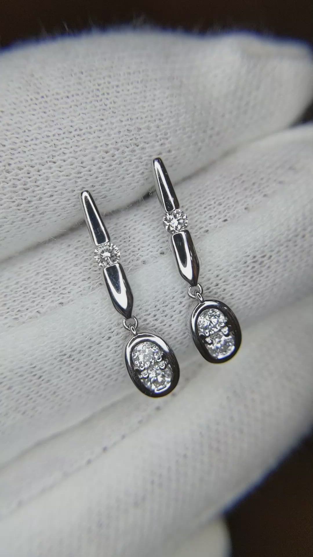 0.36 Ct.Tw. Natural Diamond Accent Stones Earrings, 18K White Gold Size Video