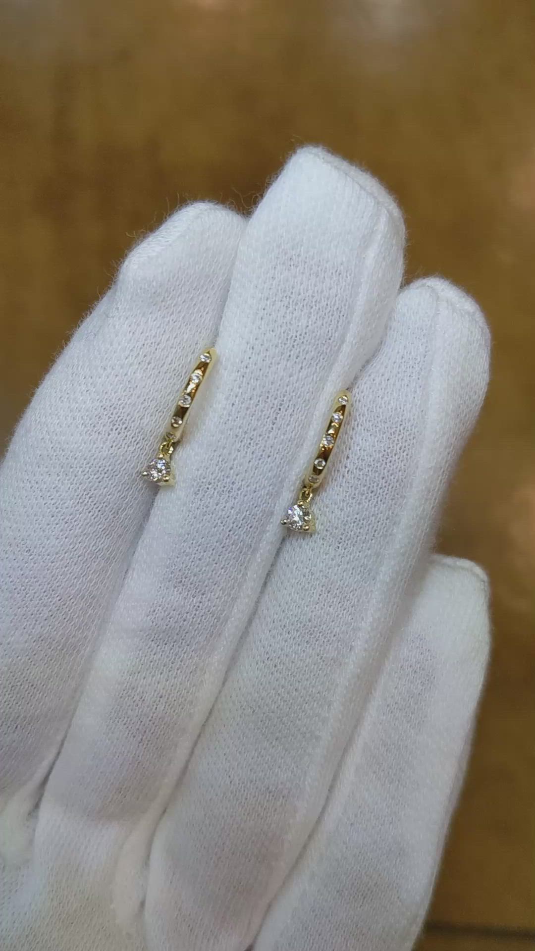 0.20 Ct.Tw. Natural Diamond Accent Stones Earrings, 18K Yellow Gold Size Video