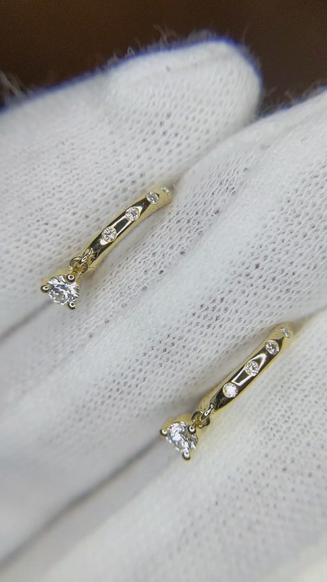 0.20 Ct.Tw. Natural Diamond Accent Stones Earrings, 18K Yellow Gold Size Video