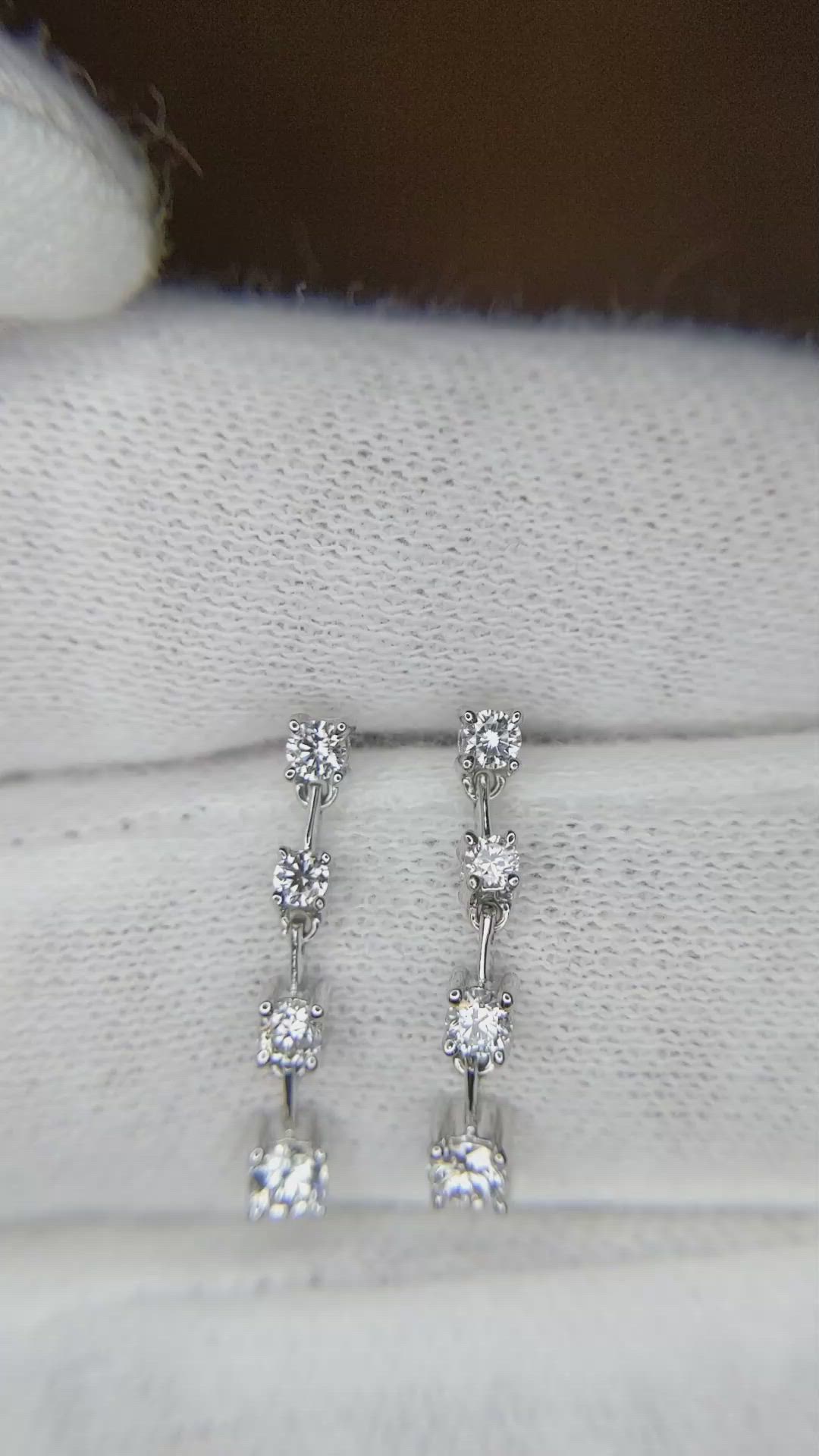 0.43 Ct.Tw. Natural Diamond Accent Stones Earrings, 18K White Gold Size Video