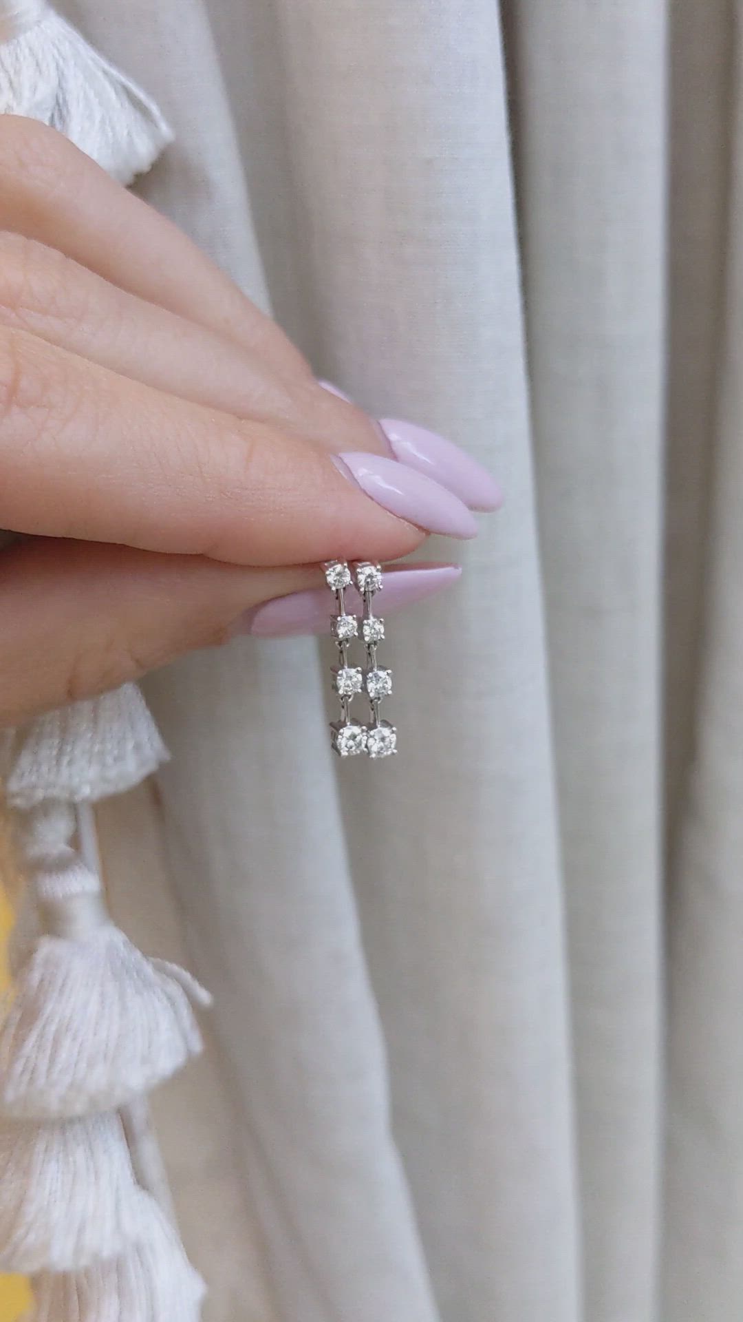 0.43 Ct.Tw. Natural Diamond Accent Stones Earrings, 18K White Gold Size Video