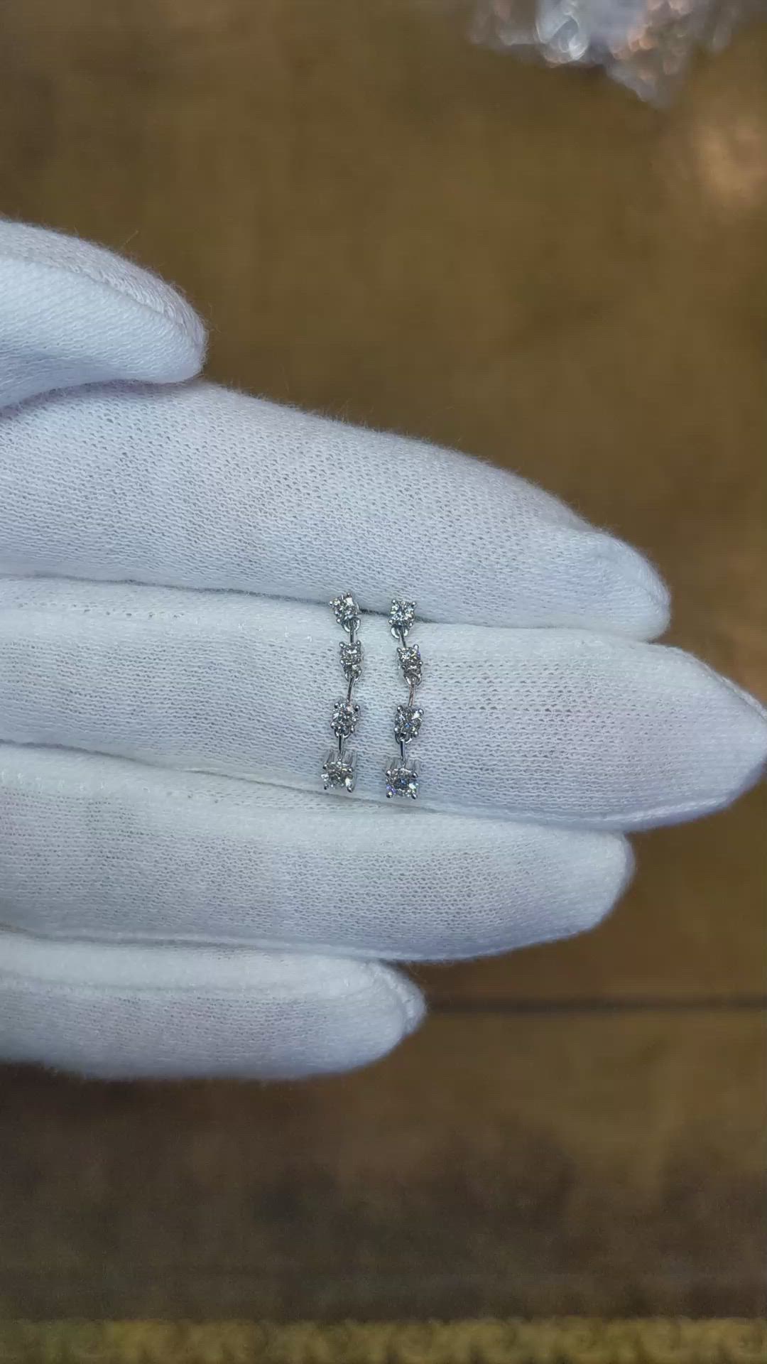 0.43 Ct.Tw. Natural Diamond Accent Stones Earrings, 18K White Gold Size Video