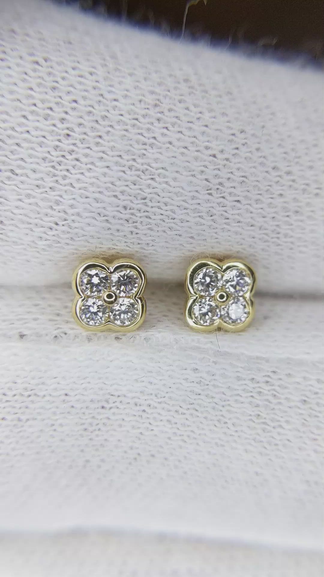 1.64 Ct.Tw. Natural Diamond Studs Earrings, 18K Yellow Gold Size Video