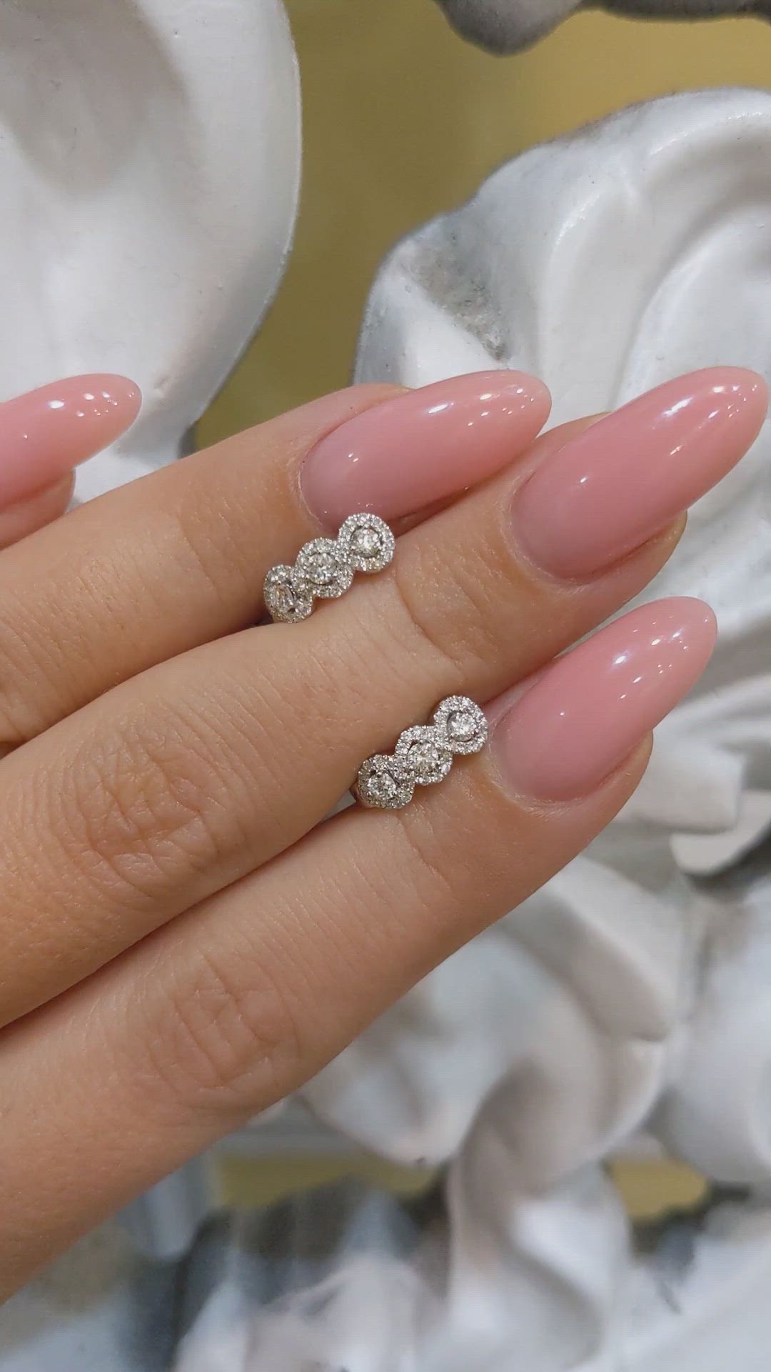 0.27 Ct.Tw. Natural Diamond Pave Earrings, 18K White Gold Size Video