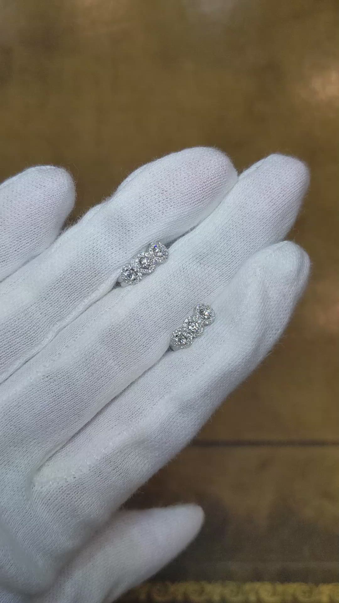 0.27 Ct.Tw. Natural Diamond Pave Earrings, 18K White Gold Size Video