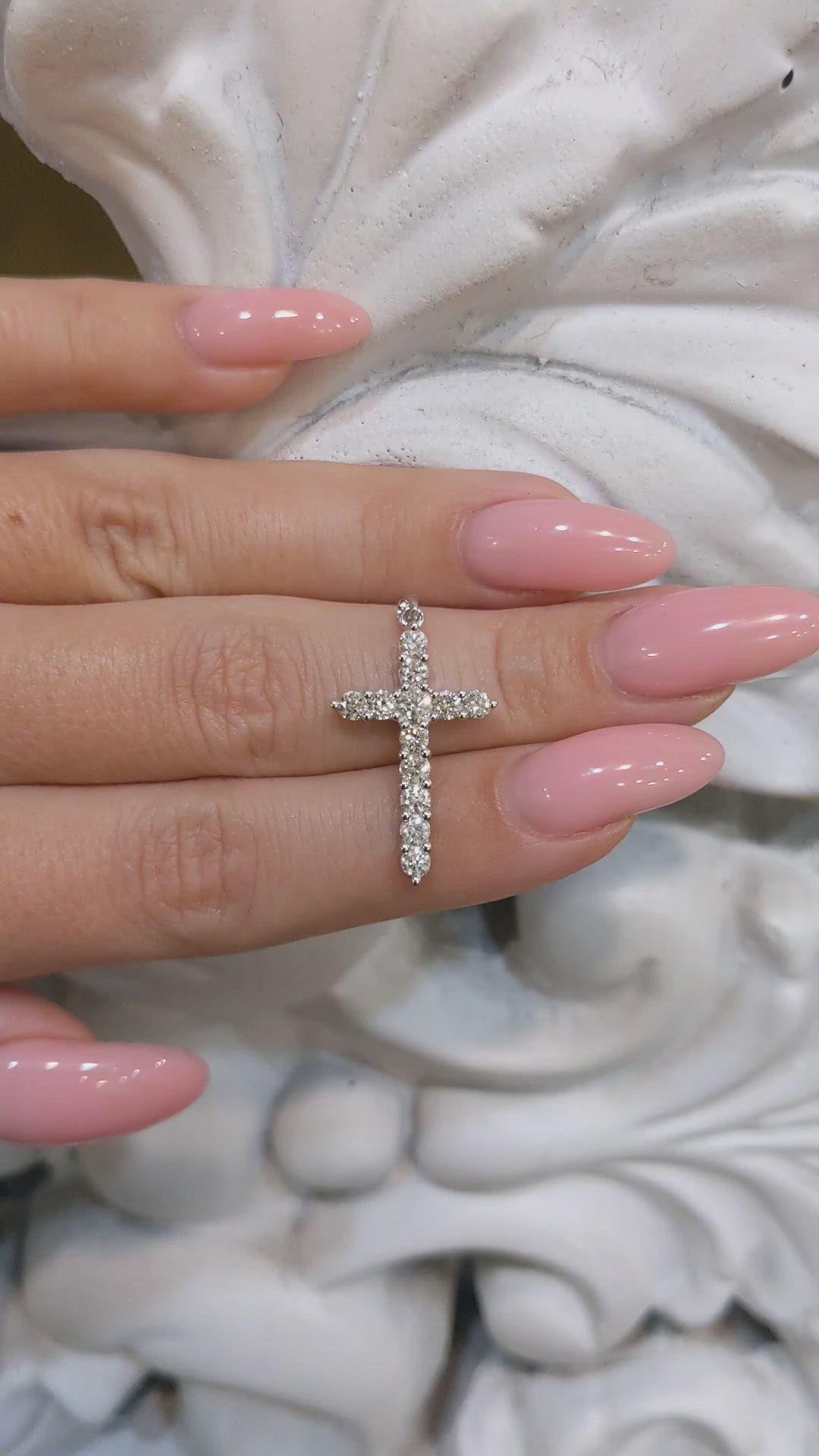 0.93 Ct. Natural Diamond Pave Pendant, 18K White Gold Size Video