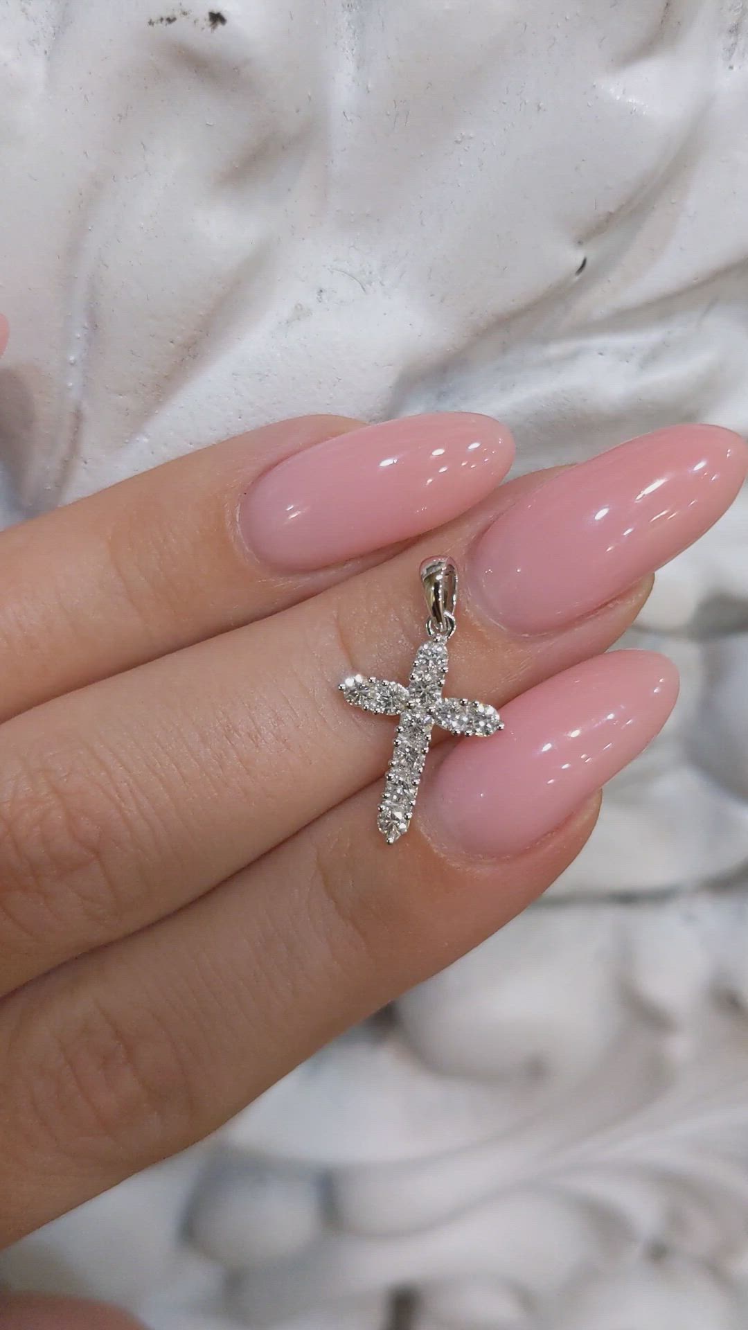 0.45 Ct. Natural Diamond Pave Pendant, 18K White Gold Size Video