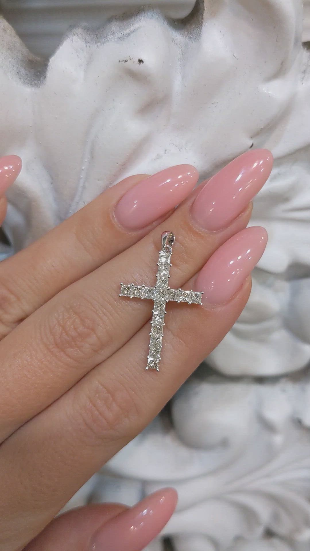 1.16 Ct. Natural Diamond Pave Pendant, 18K White Gold Size Video