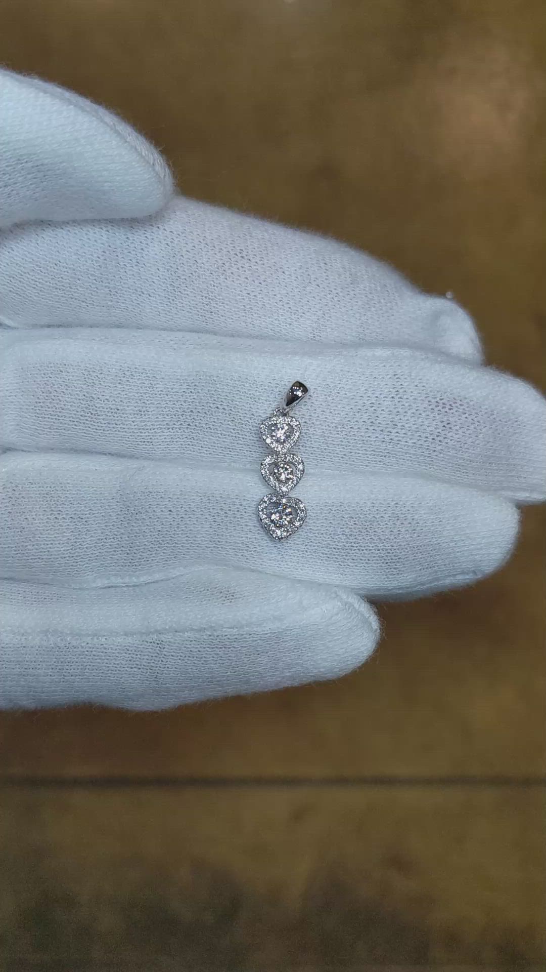 0.35 Ct. Natural Diamond Pave Pendant, 18K White Gold Size Video