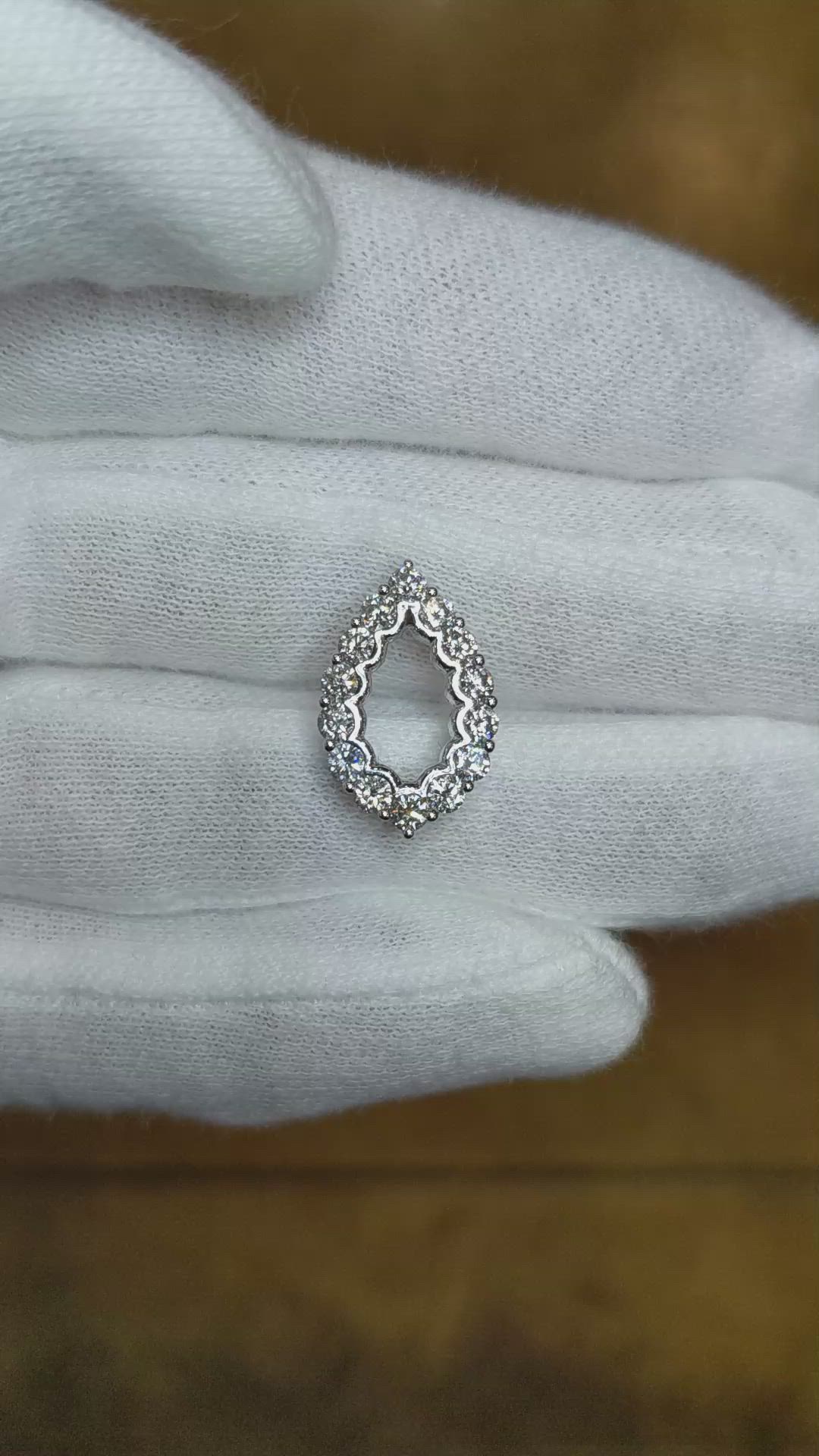 0.85 Ct. Natural Diamond Pave Pendant, 18K White Gold Size Video