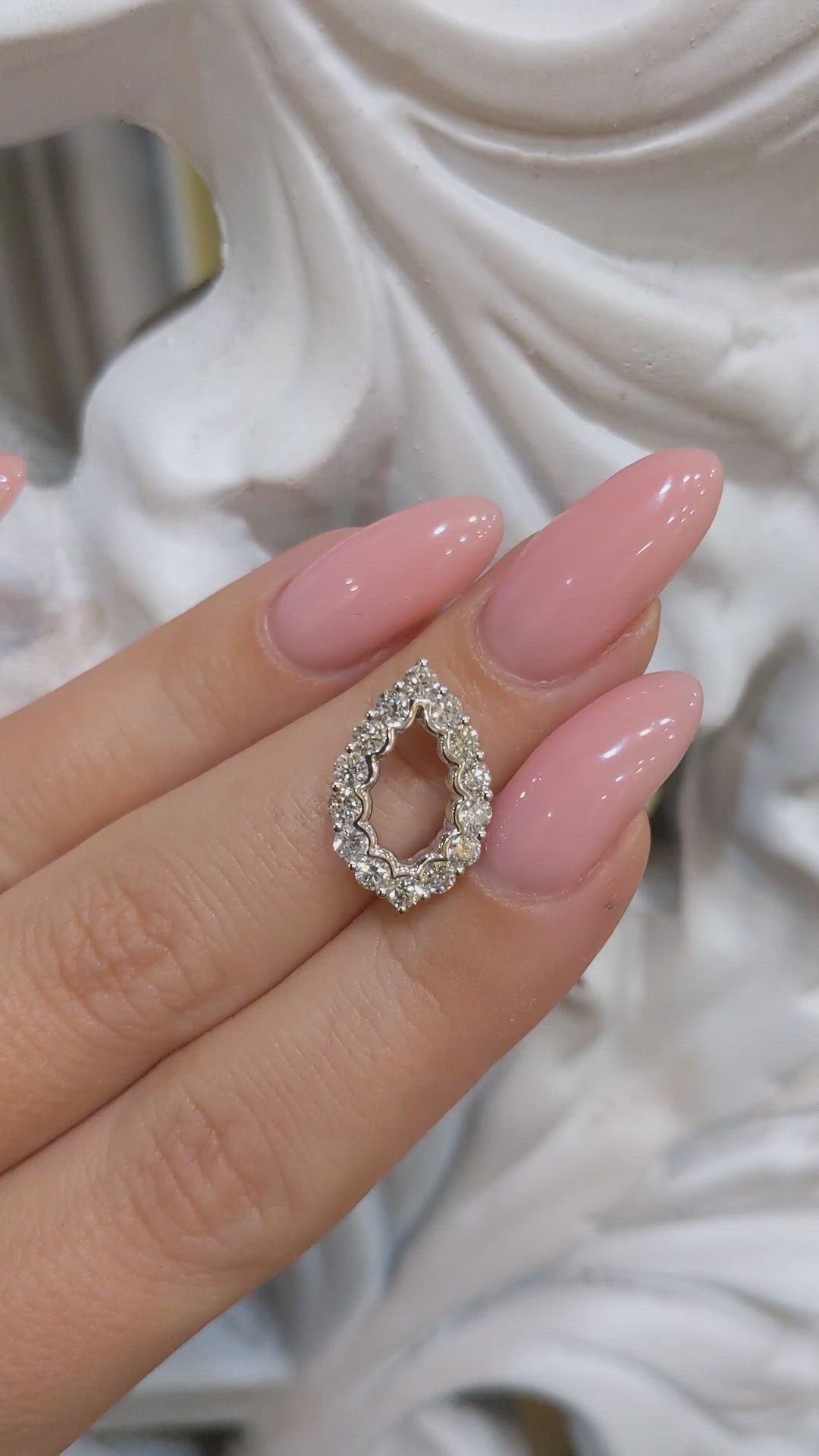 0.85 Ct. Natural Diamond Pave Pendant, 18K White Gold Size Video