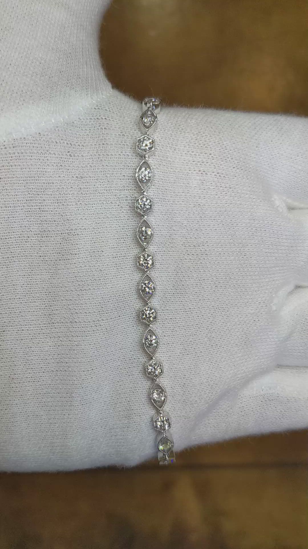 2.72 Ct.Tw. Natural Diamond Pave Bracelet, 18K White Gold Size Video