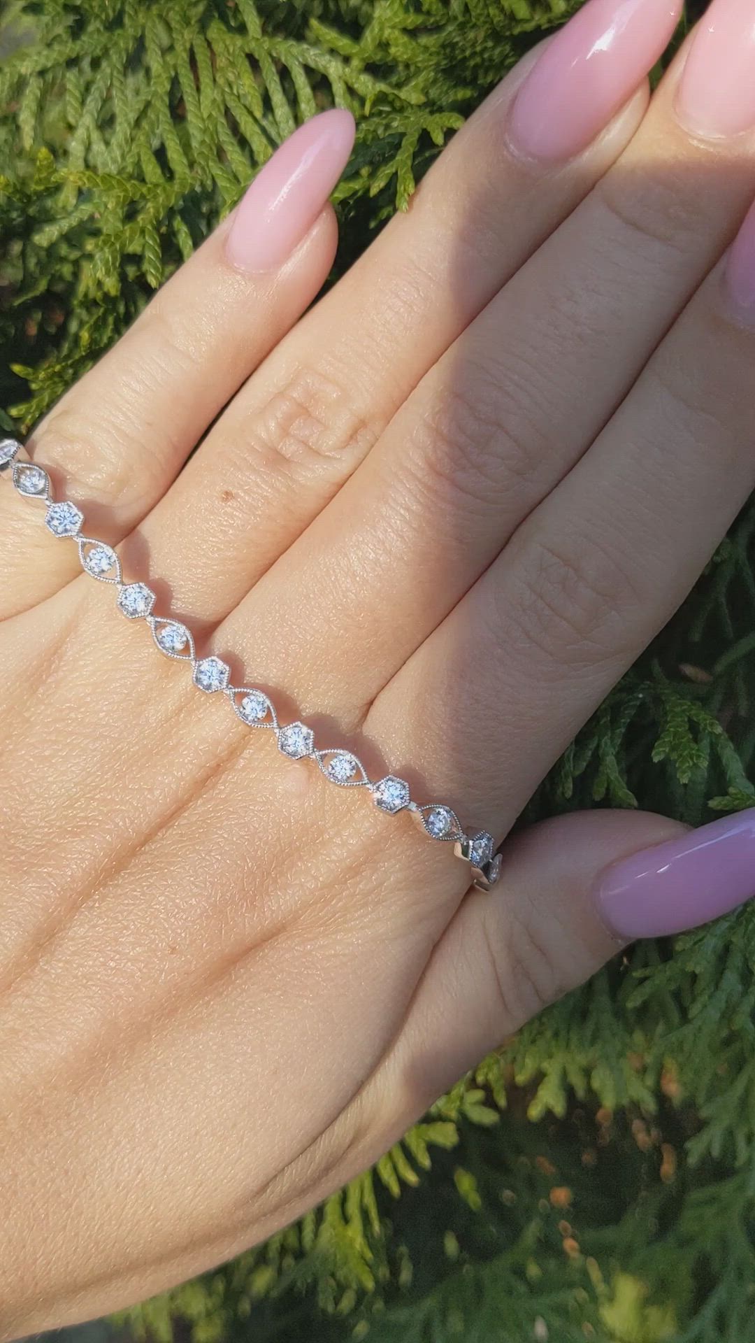 2.72 Ct.Tw. Natural Diamond Pave Bracelet, 18K White Gold Size Video