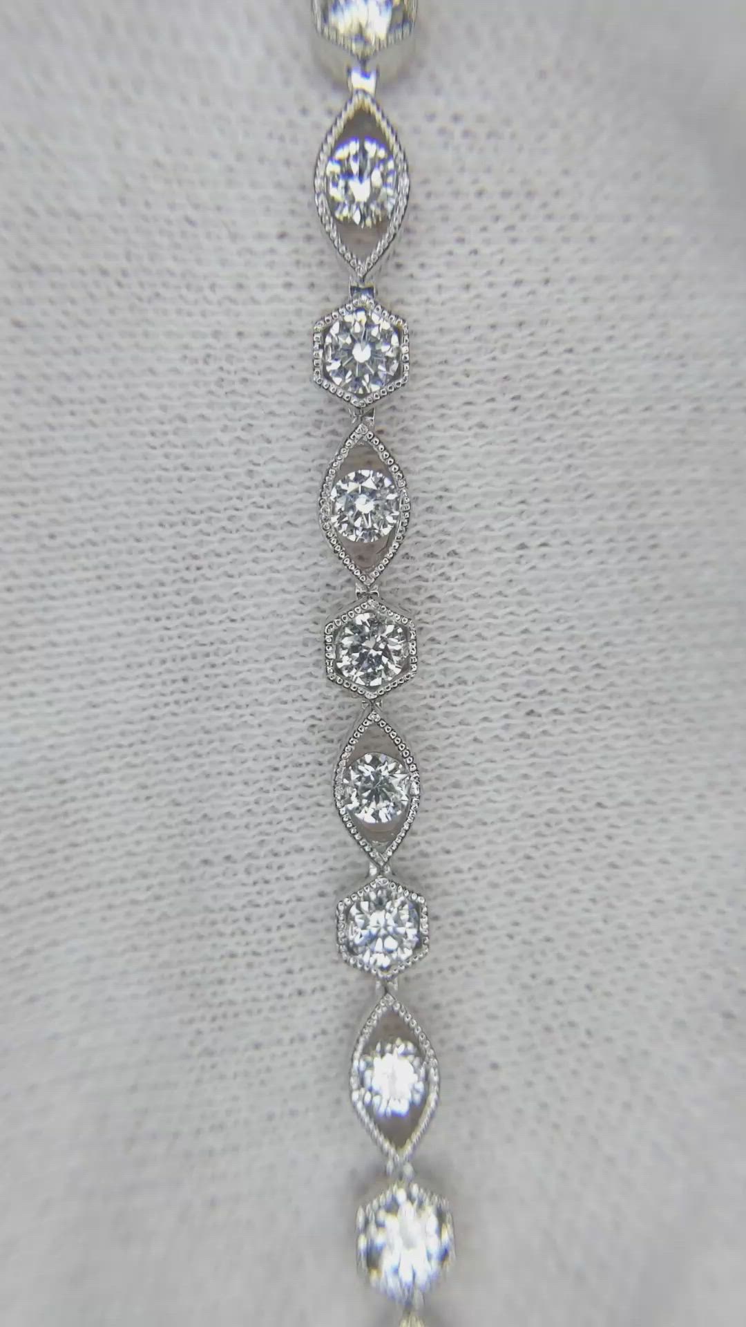 2.72 Ct.Tw. Natural Diamond Pave Bracelet, 18K White Gold Size Video
