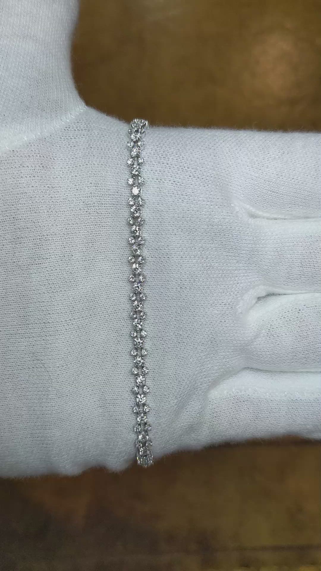 2.57 Ct.Tw. Natural Diamond Pave Bracelet, 18K White Gold Size Video