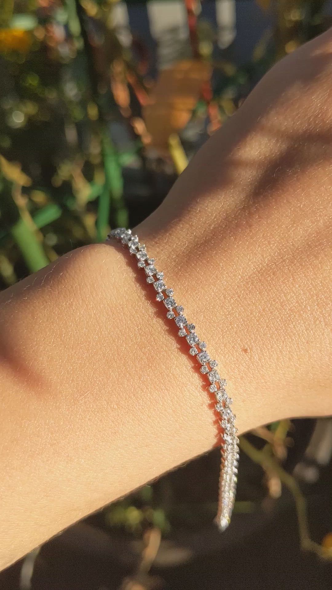 2.57 Ct.Tw. Natural Diamond Pave Bracelet, 18K White Gold Size Video