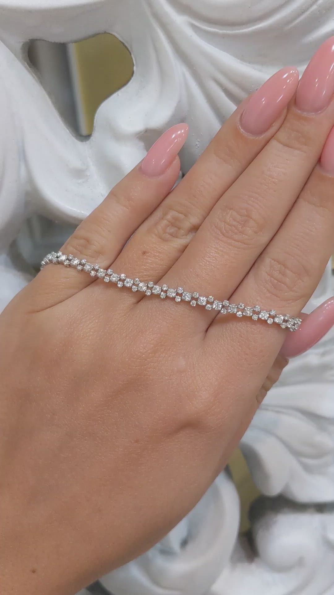 2.57 Ct.Tw. Natural Diamond Pave Bracelet, 18K White Gold Size Video