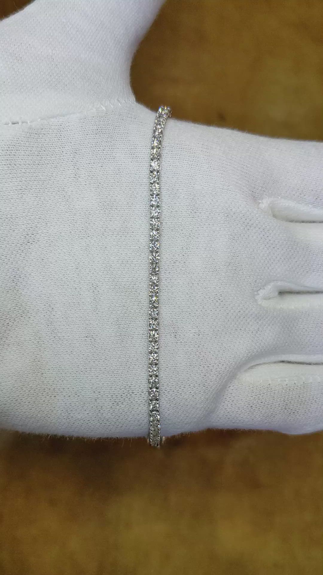 2.50 Ct.Tw. Natural Diamond Pave Bracelet, 14K White Gold Size Video