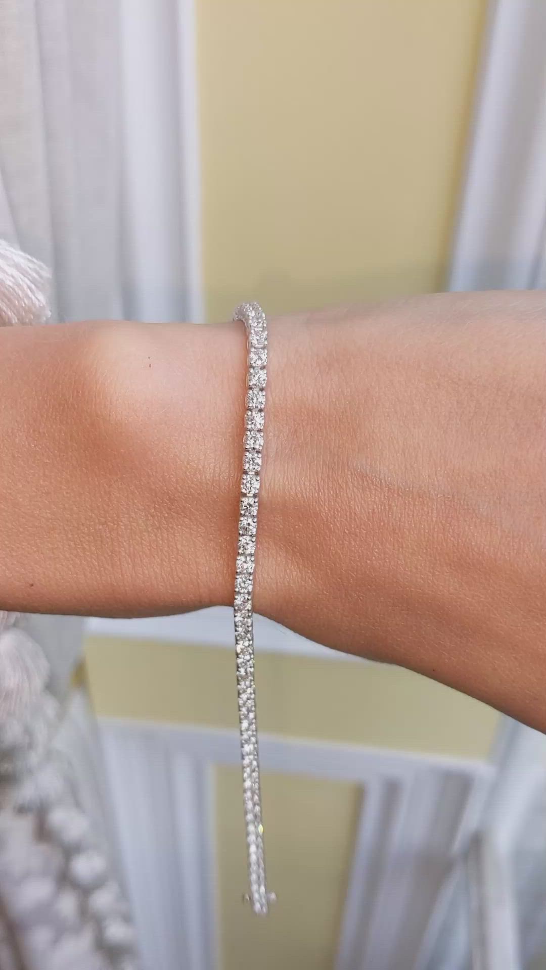 3.93 Ct.Tw. Natural Diamond Pave Bracelet, 14K White Gold Size Video