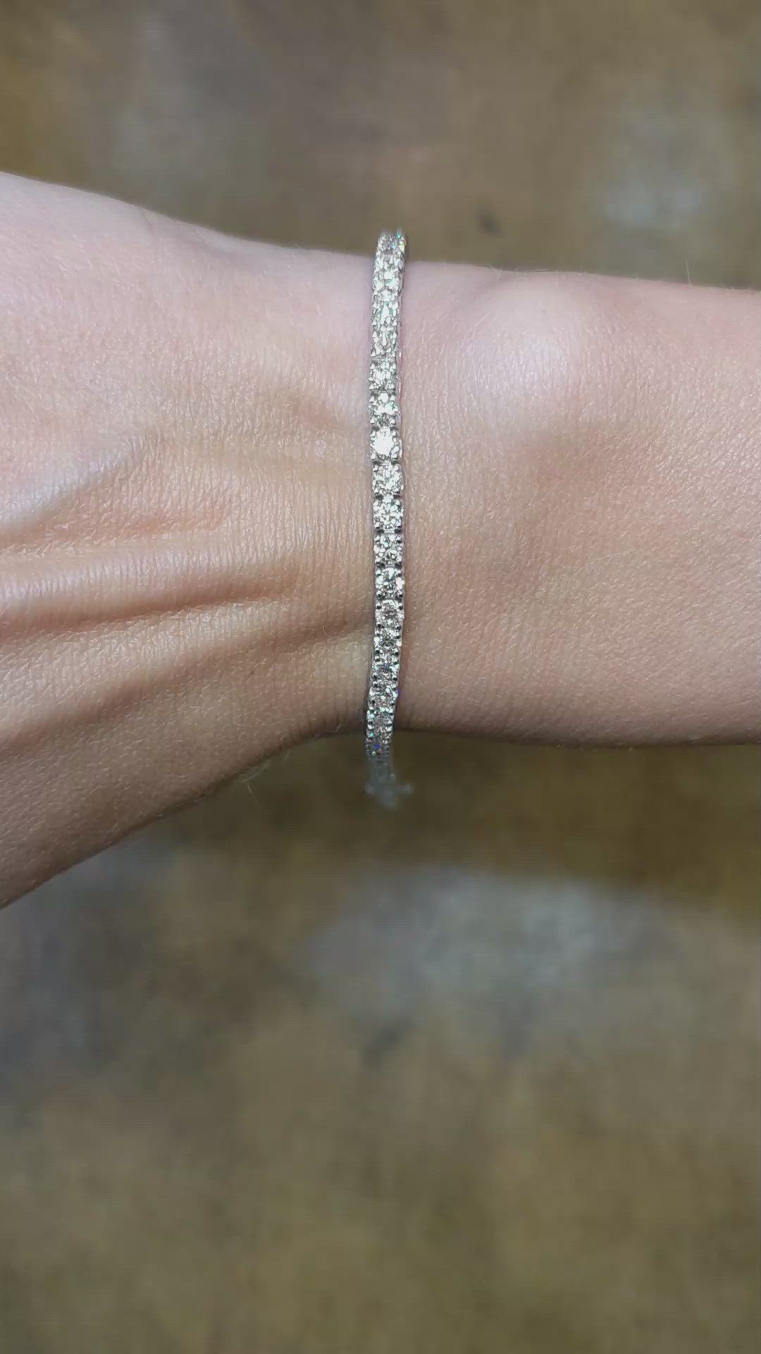 3.93 Ct.Tw. Natural Diamond Pave Bracelet, 14K White Gold Size Video