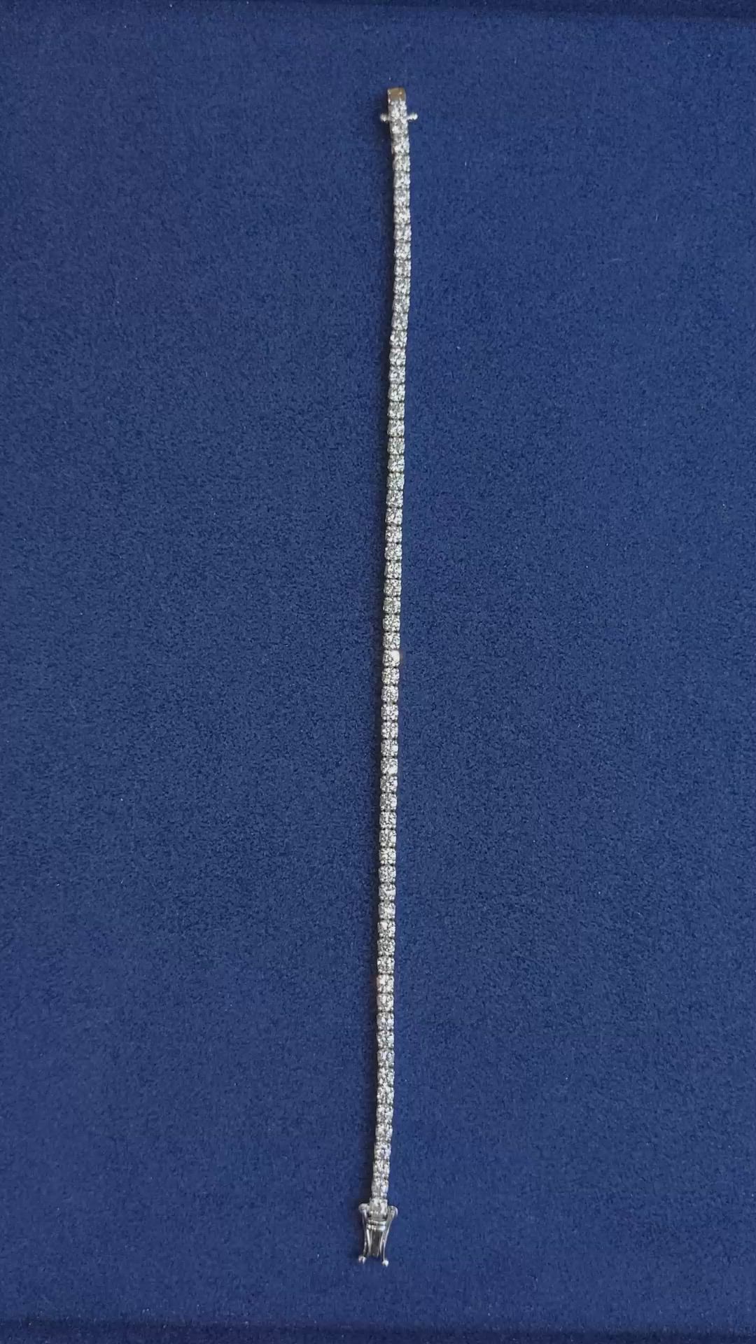 3.93 Ct.Tw. Natural Diamond Pave Bracelet, 14K White Gold Size Video