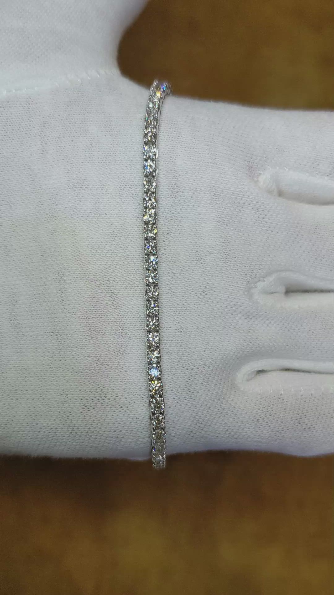 3.93 Ct.Tw. Natural Diamond Pave Bracelet, 14K White Gold Size Video