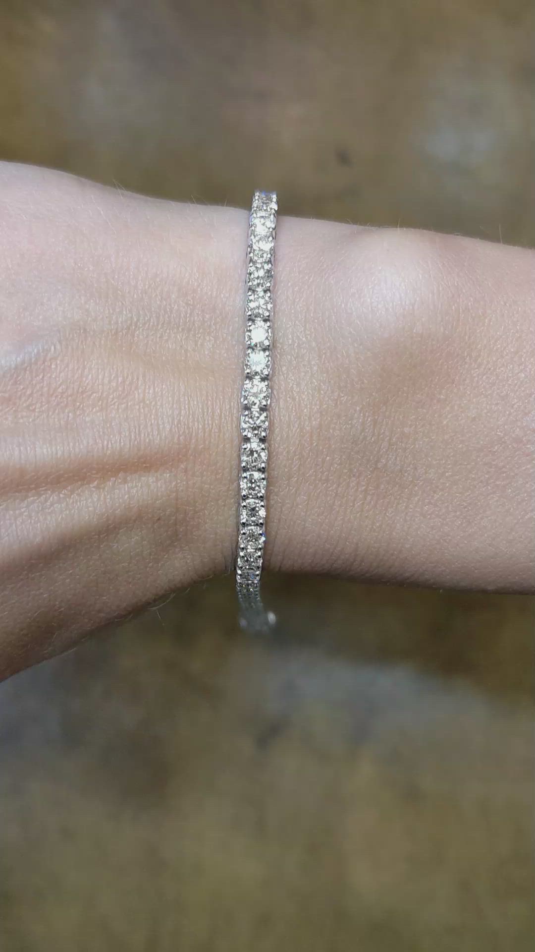 5.38 Ct.Tw. Natural Diamond Halo Bracelet, 14K White Gold Size Video