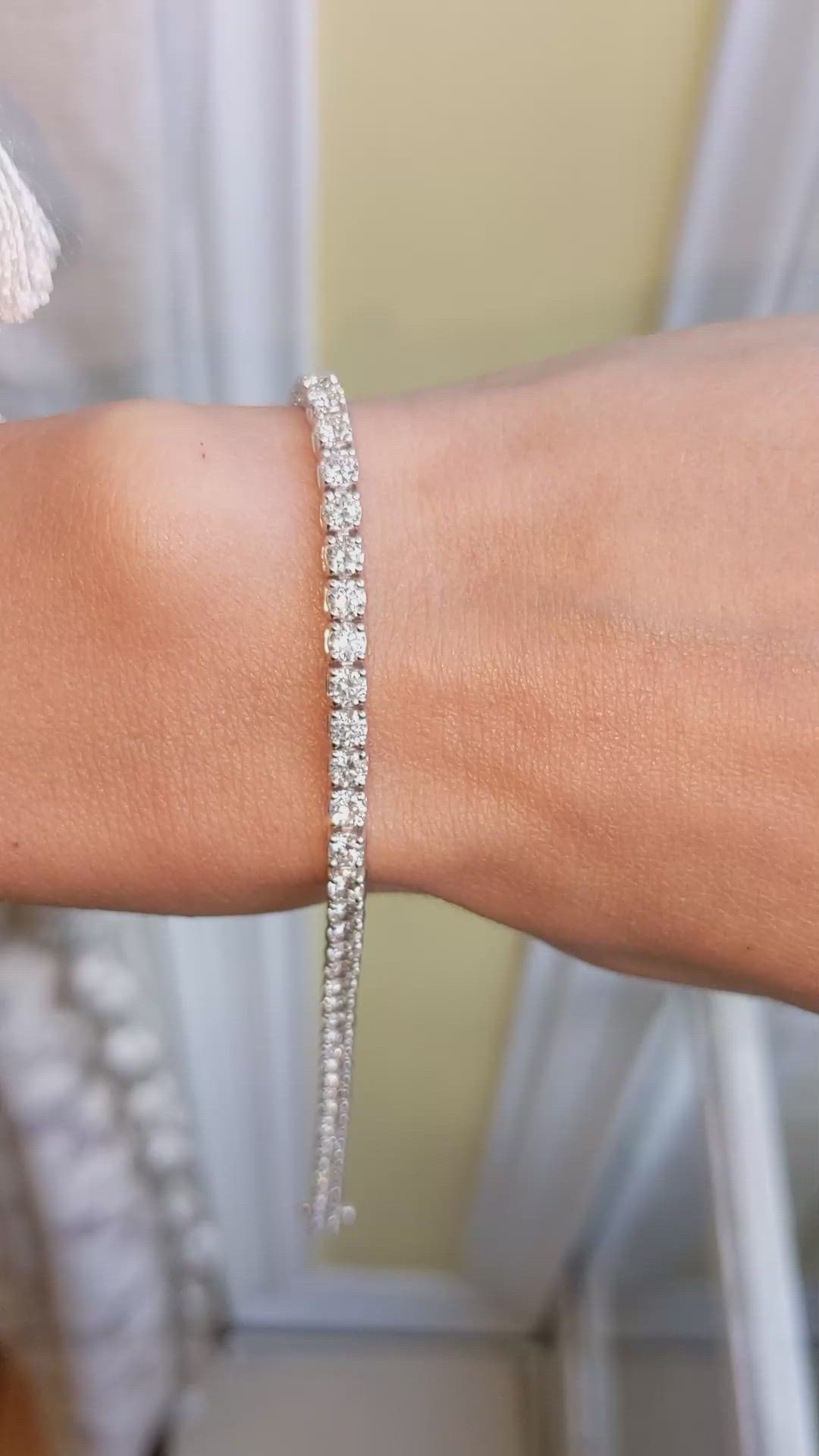 5.38 Ct.Tw. Natural Diamond Halo Bracelet, 14K White Gold Size Video